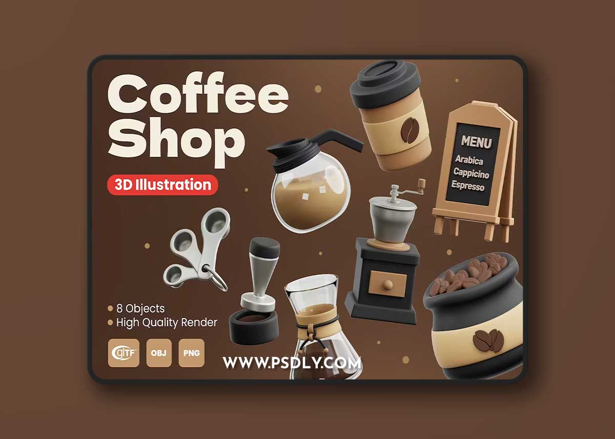 Coffee Shop 3D Illustrations GMHUKXJ
