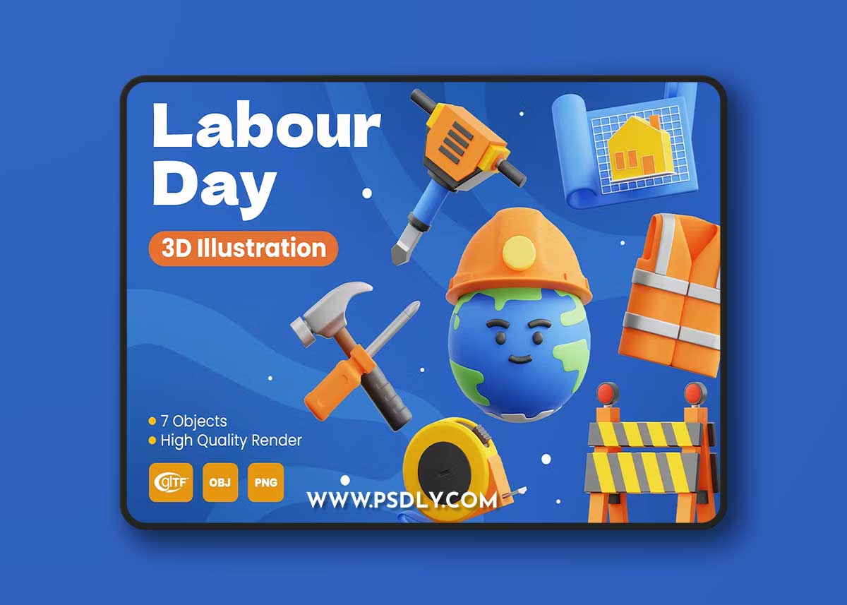 Construction Tools 3D Illustration QLRYKFJ