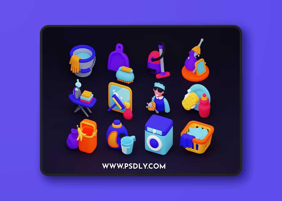 Household Cleaning 3D Icons 2KKX3Z3