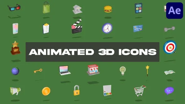 Videohive Animated 3D Icons for After Effects 46967970