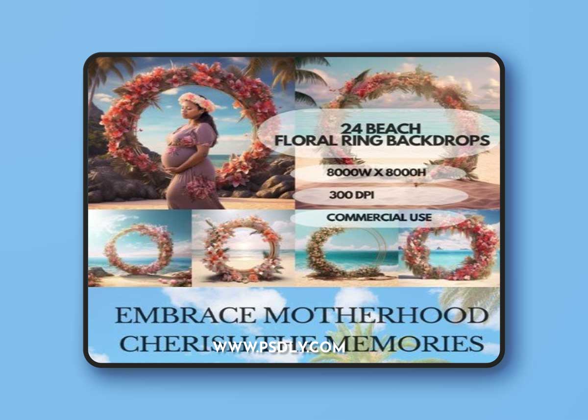 Beach Floral Ring Maternity Backdrop