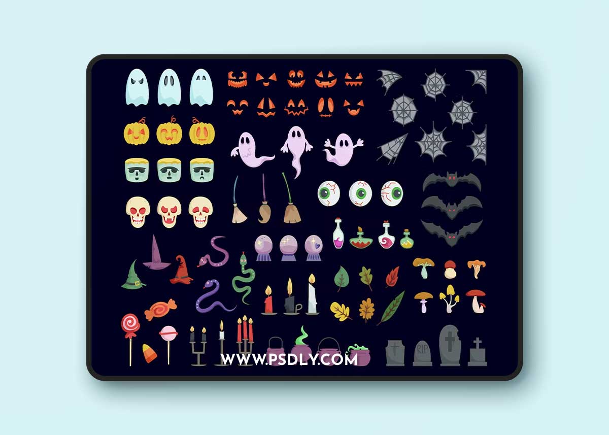 Big Set of Halloween Design Elements T9EJL56