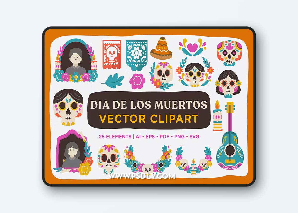 Dia de les Muertos Vector Clipart Pack EF2WFKF