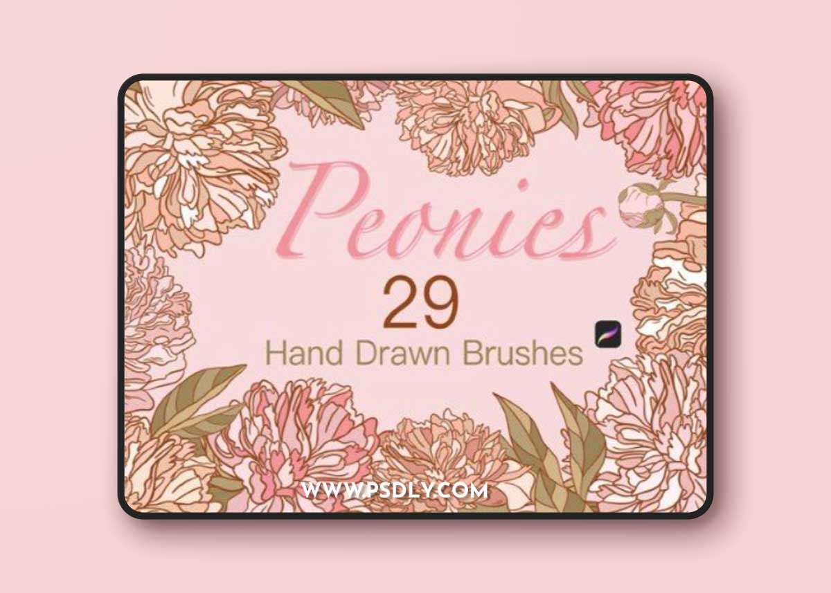 STAMP BRUSH PEONIES for PROCREATE