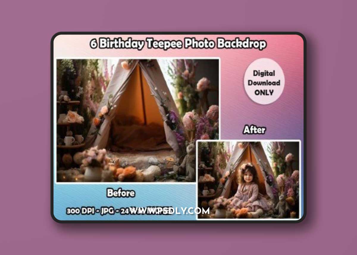 6 Birthday Teepee Photo Backdrop JPG