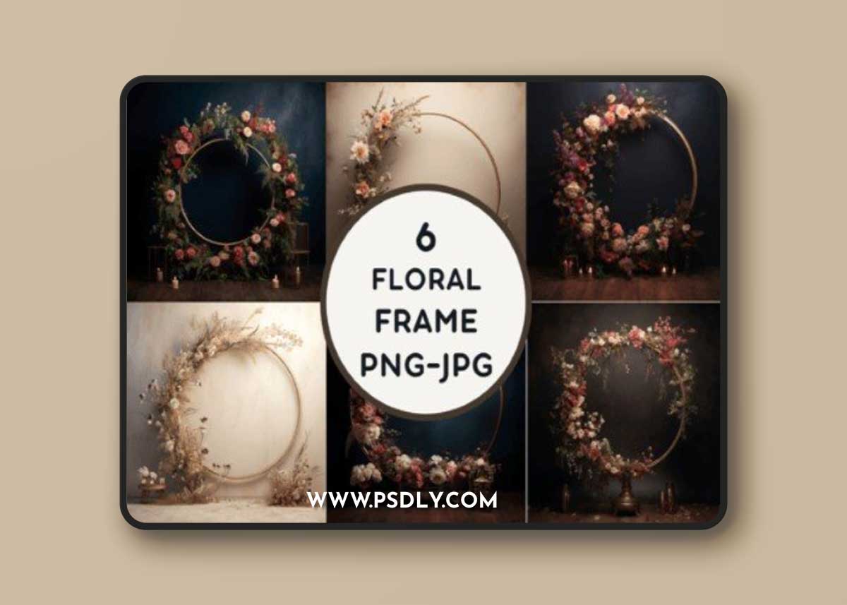 Boho Round Floral Fame PNG-JPG