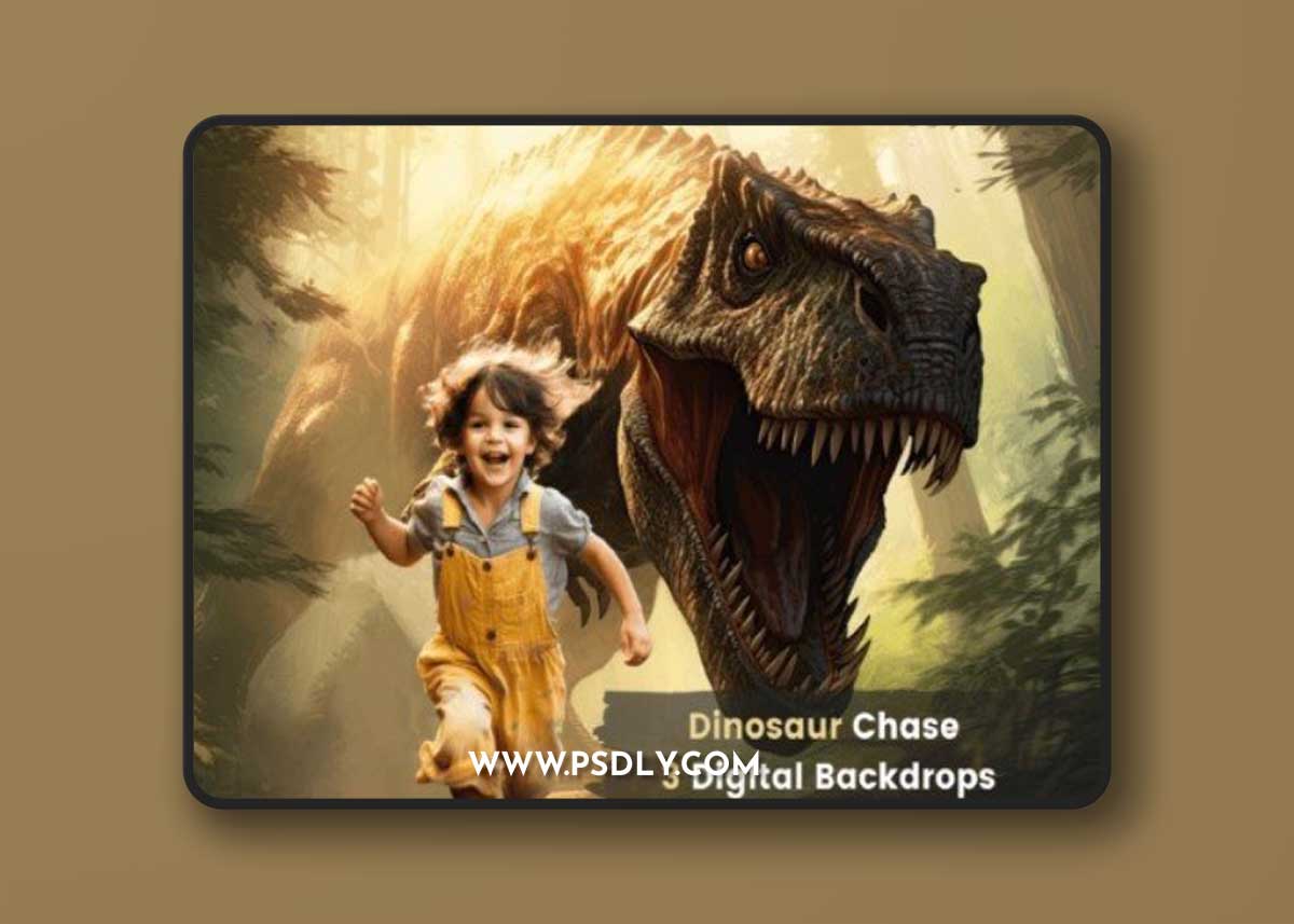 Dinosaur Chase Digital Backdrops