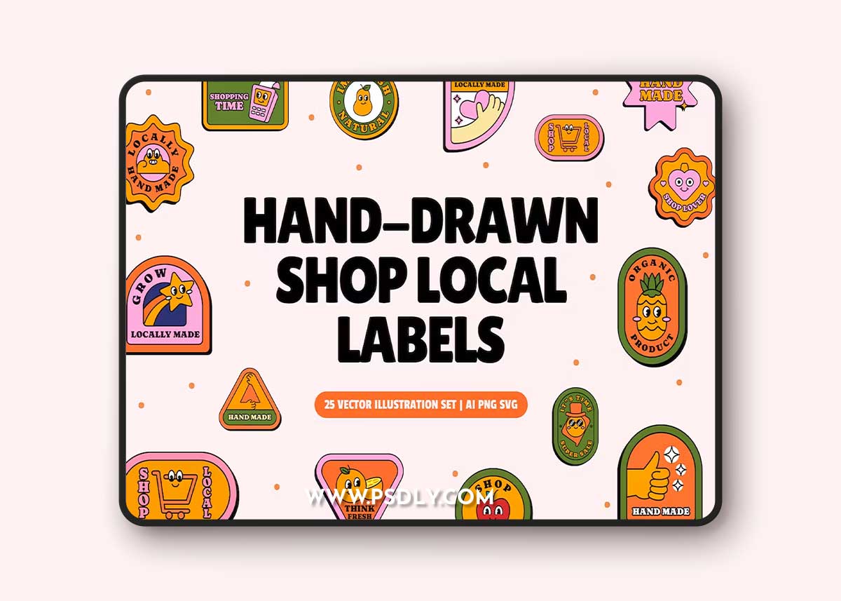 Hand-drawn Shop Local Labels BR63QV7