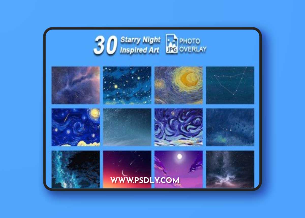 30 Starry Night Inspired Art Photo Overlays