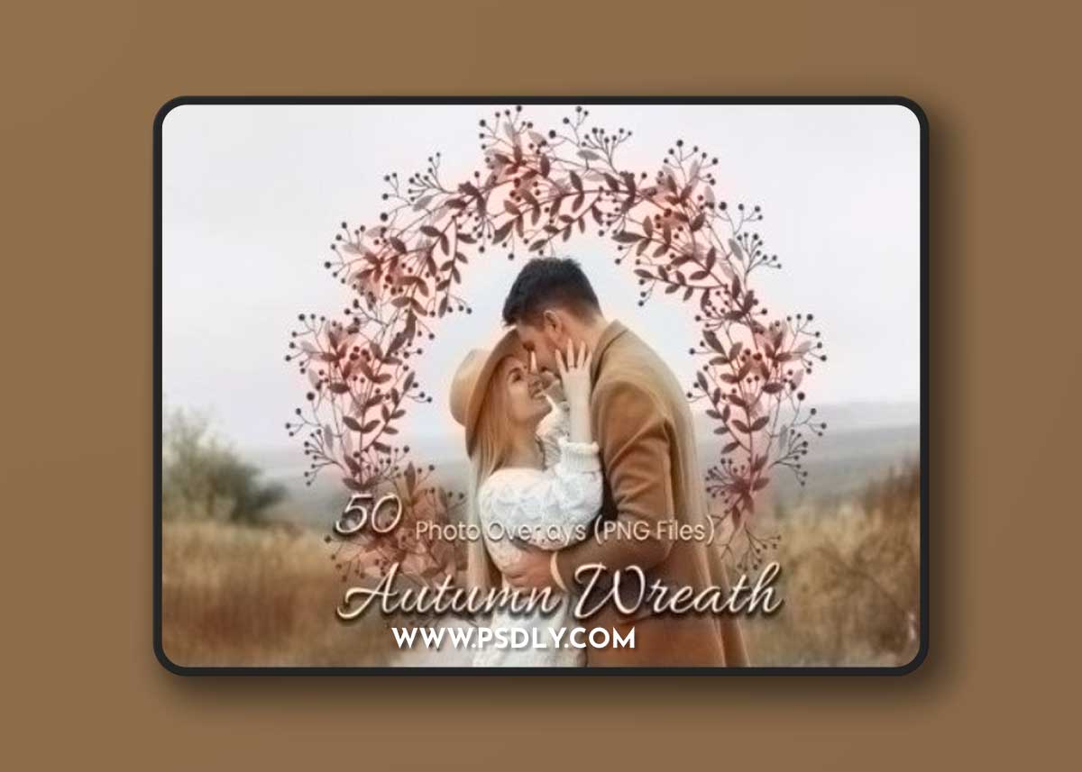 50 Autumn Wreath Overlays Fall PNGs