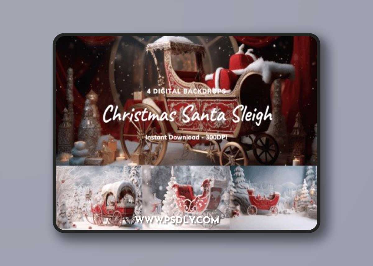 Christmas Santa Sleigh Digital Backdrops