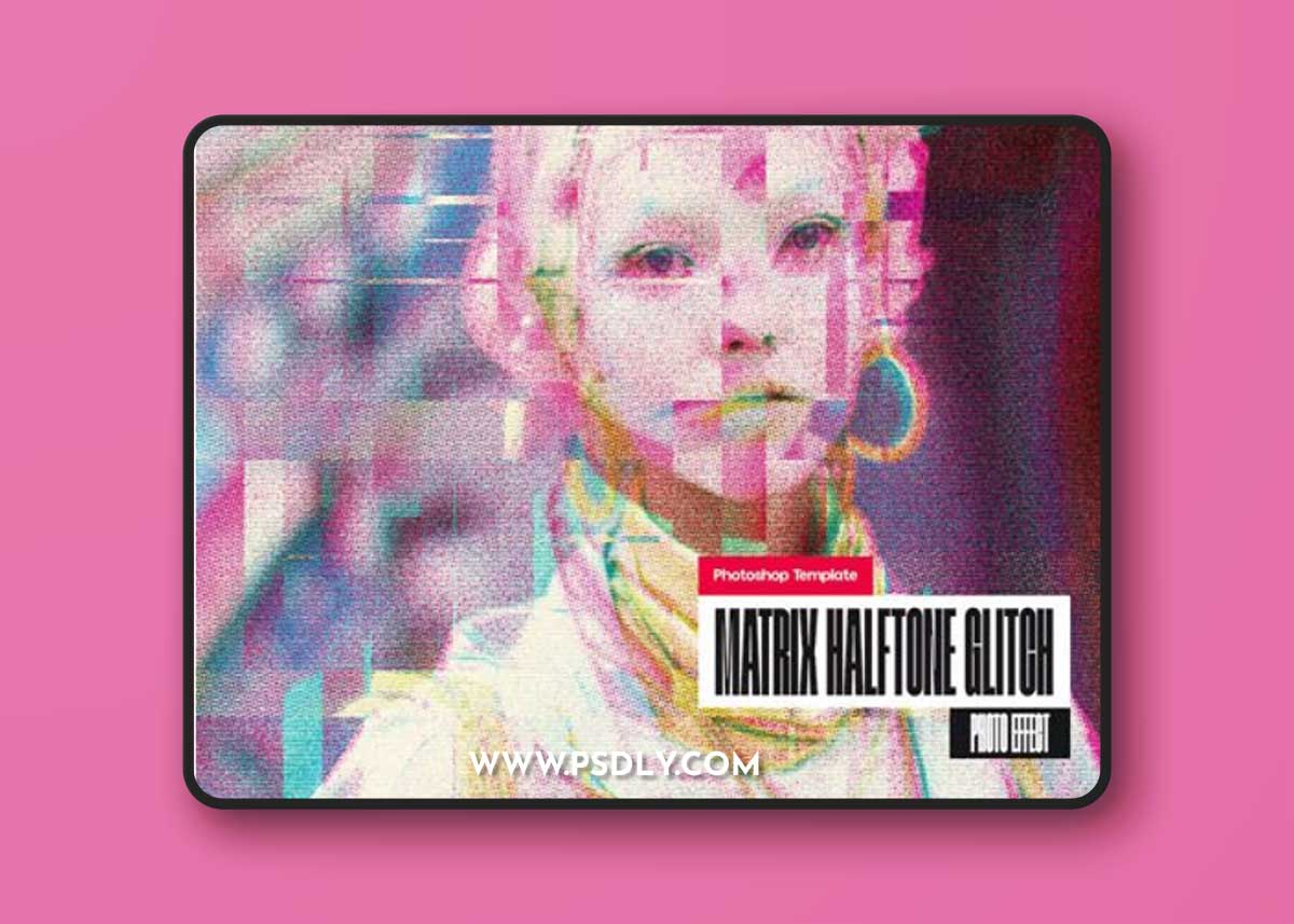 Matrix Halftone Glitch Photo Effect