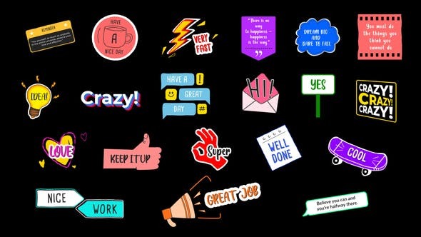 Videohive Colorful Stickers Pack 48359226