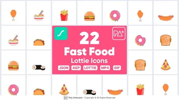 Videohive Fast Food Lottie Icons 48663086