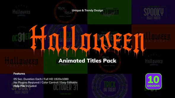 Videohive Halloween Titles Pack 48694628
