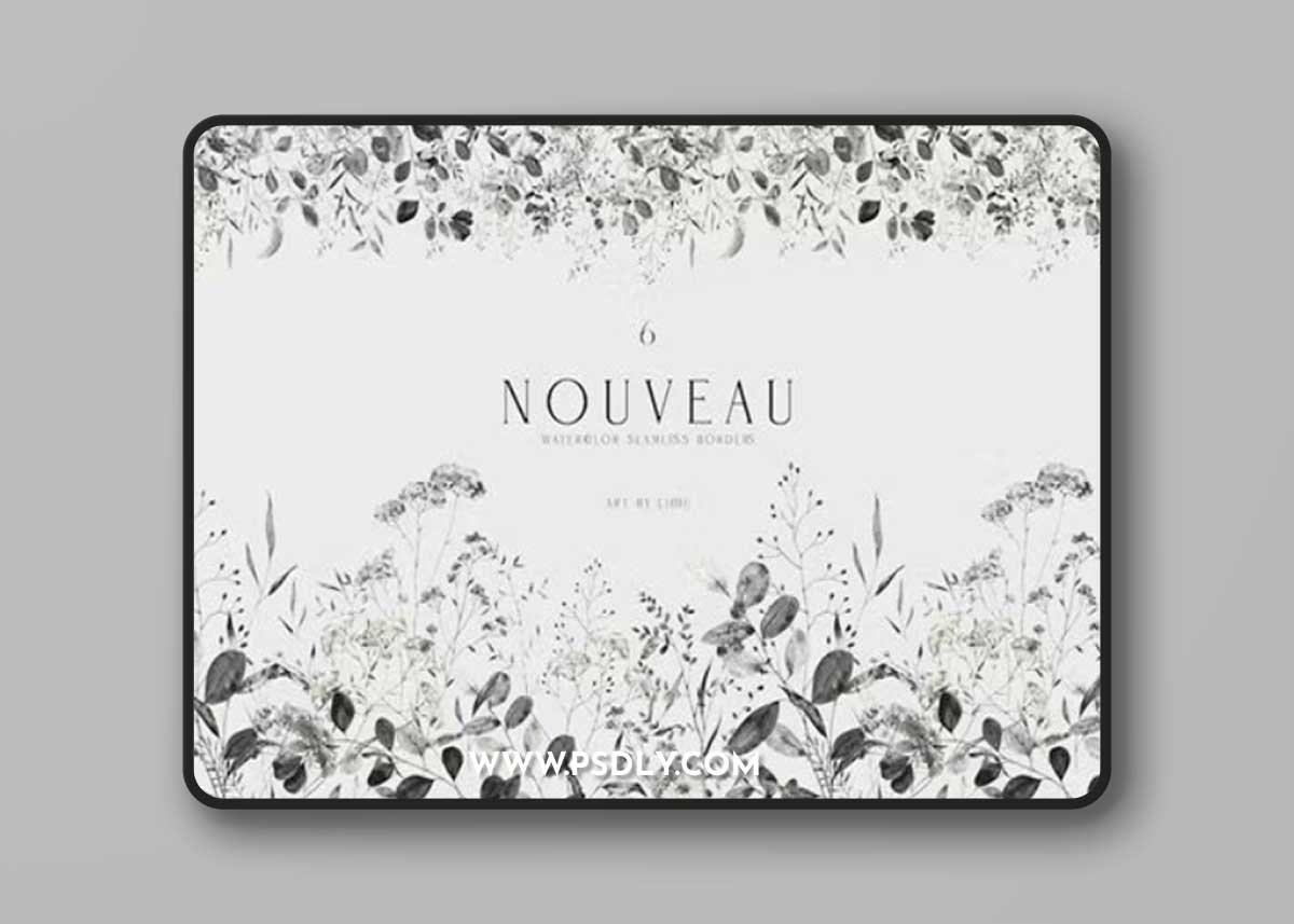 Watercolor Wildflowers Clipart Seamless Borders