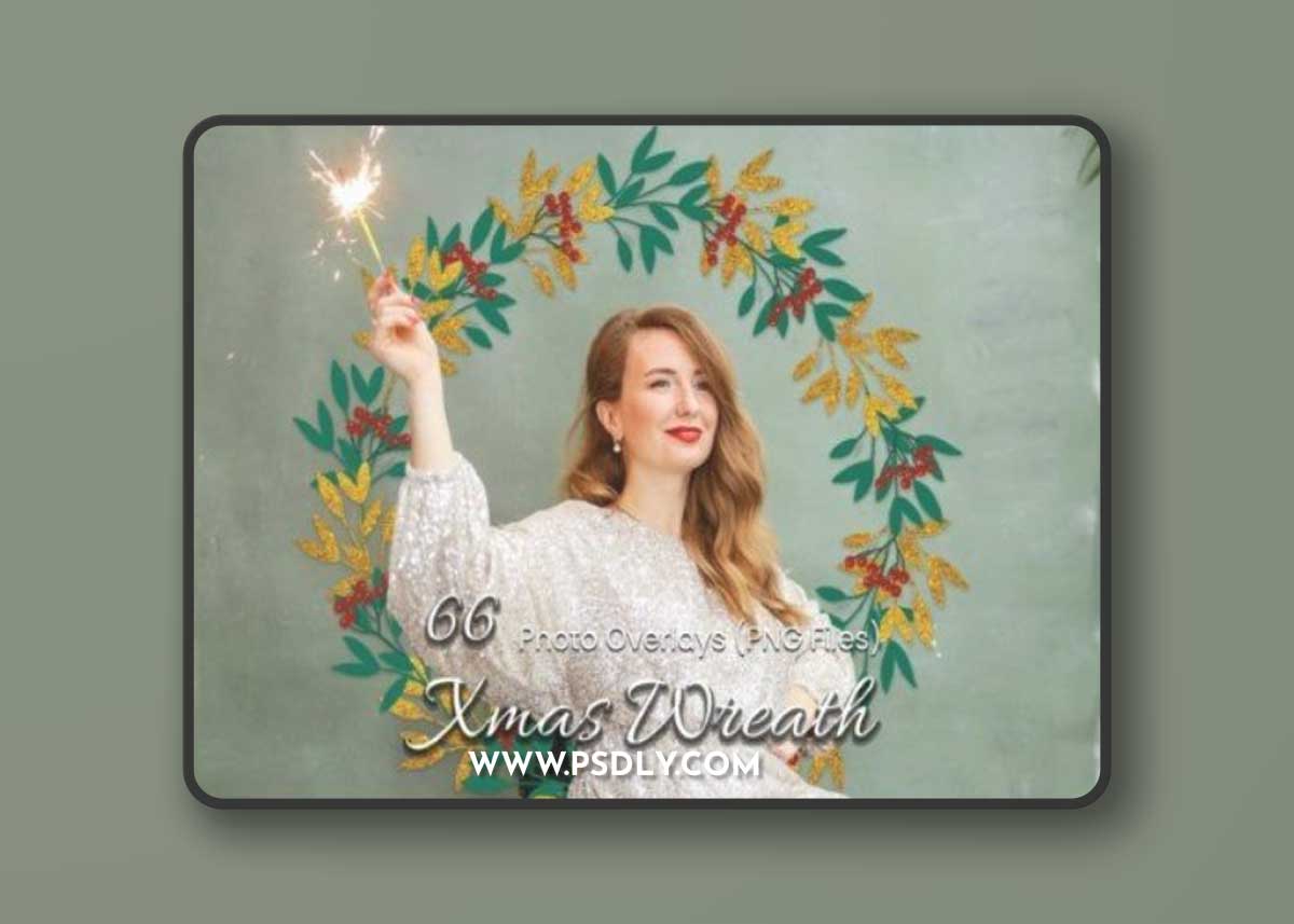 66 Xmas Wreath Photoshop Overlays