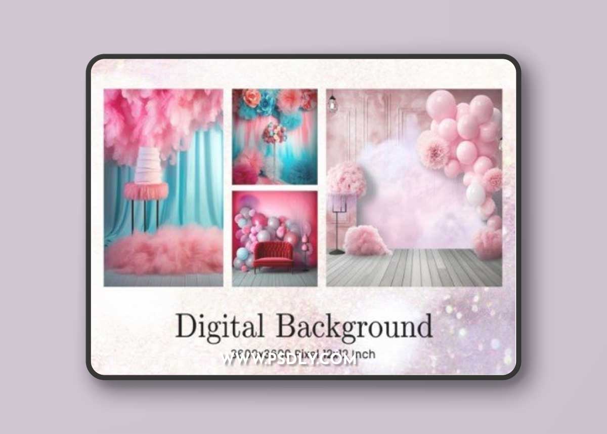 Balloon Party Studio Backdrop Overlays