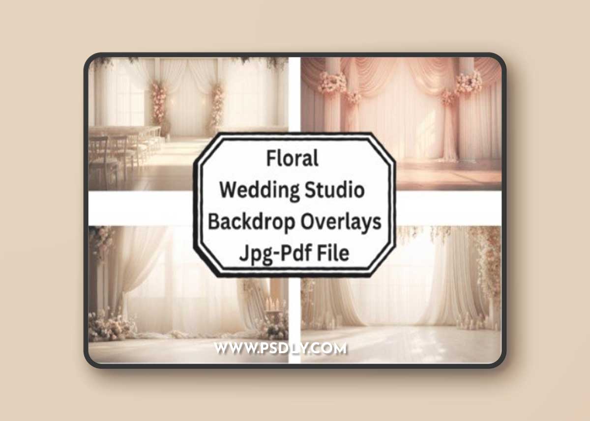 Floral Wedding Studio Backdrop Overlays