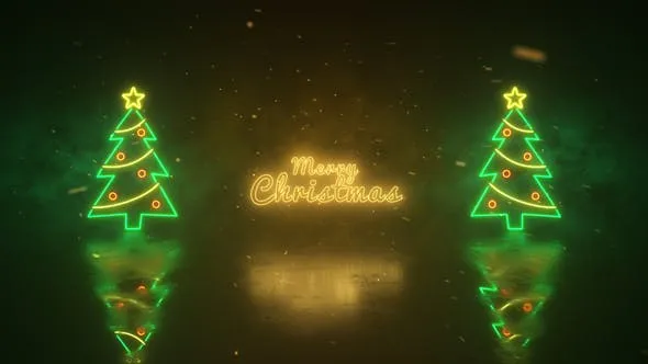 Videohive Christmas Neon Lights Wishes 49330817