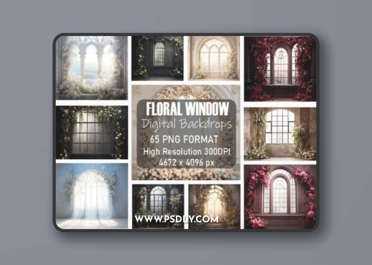 Floral Window Fine Art Backdrops