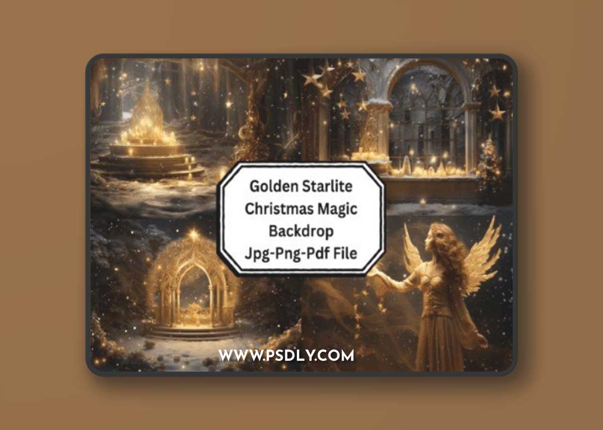 Golden Starlite Christmas Magic Backdrop