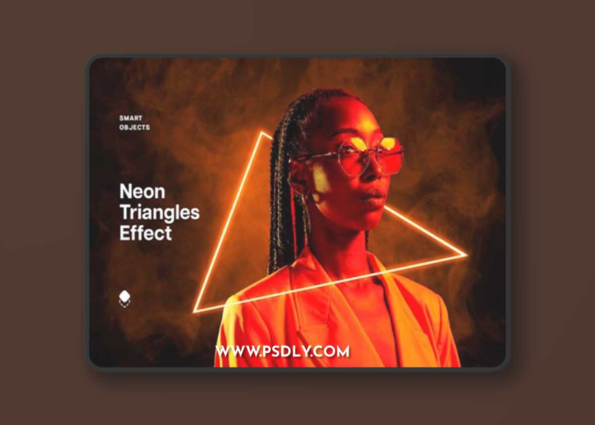 Orange Neon Triangles Photoshop Effect