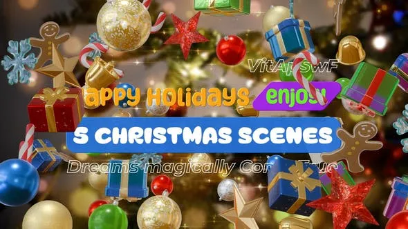 Videohive 5 Christmas Scenes 49982563