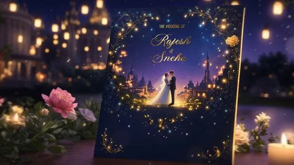 Videohive Luxurious Golden 3D Wedding Invitation Slideshow 49920950