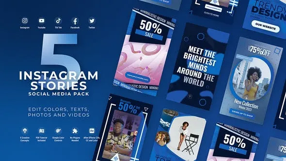 Videohive Vertical Instagram Reel Blue 49816180