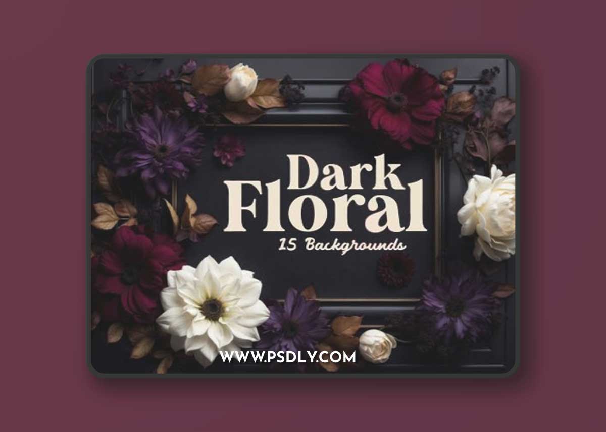 15 Dark Floral Backgrounds Collection