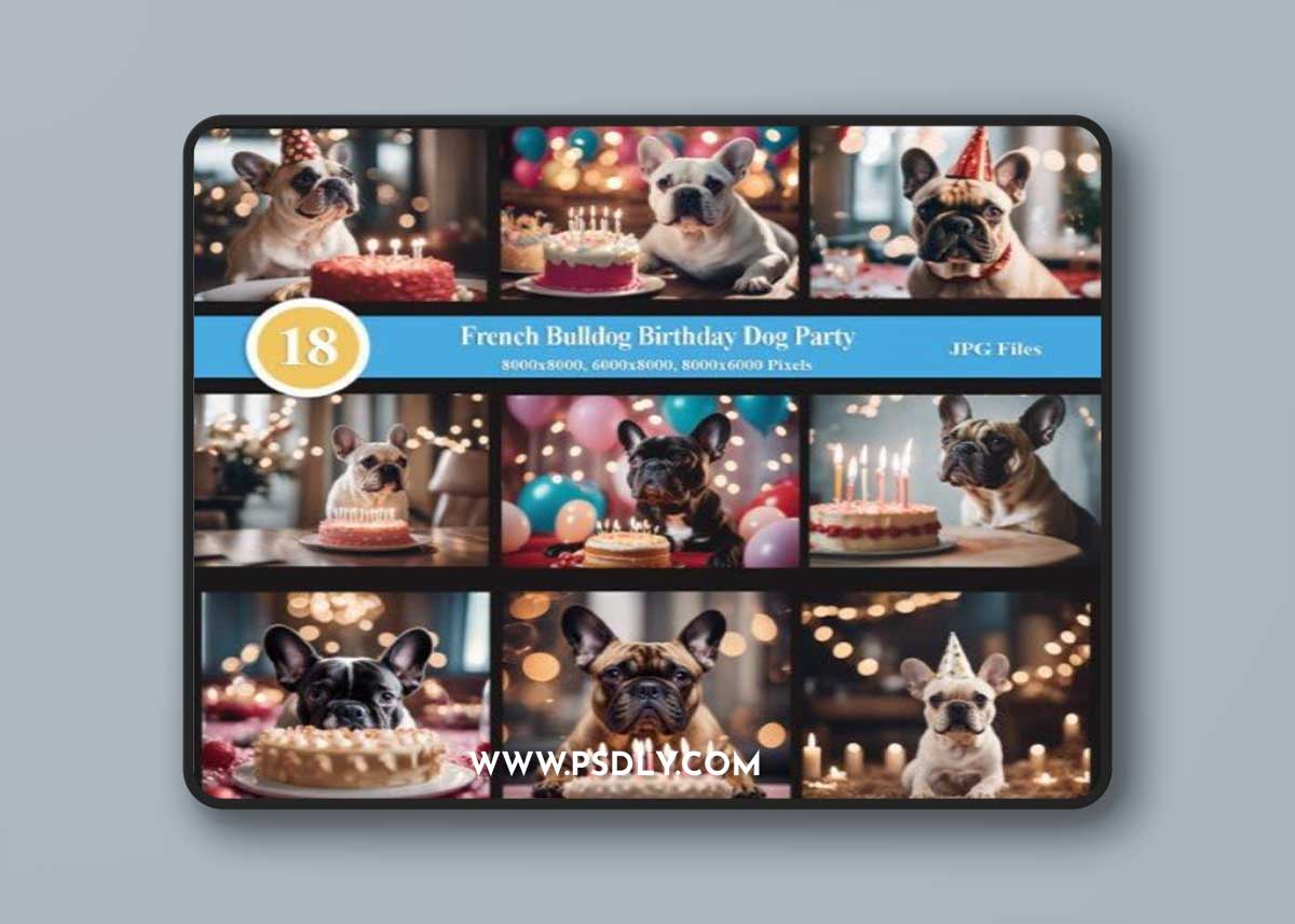 French Bulldog Birthday Party Dog Cake