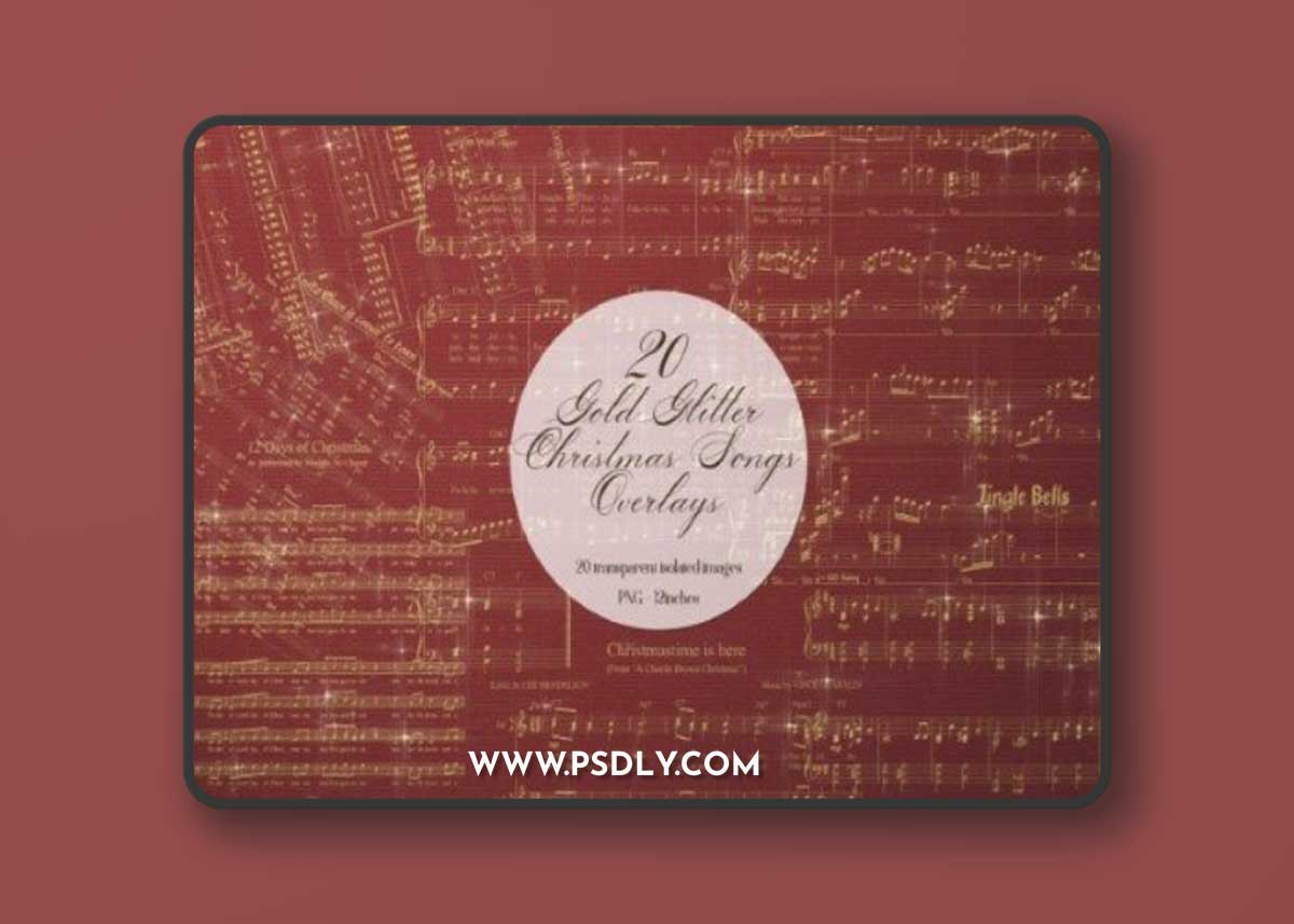 Gold Glitter Christmas Songs Overlays