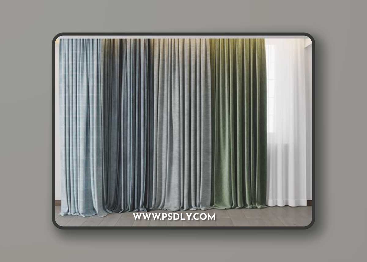 Hadi Curtains 40 - collection of green and blue curtains with patterns