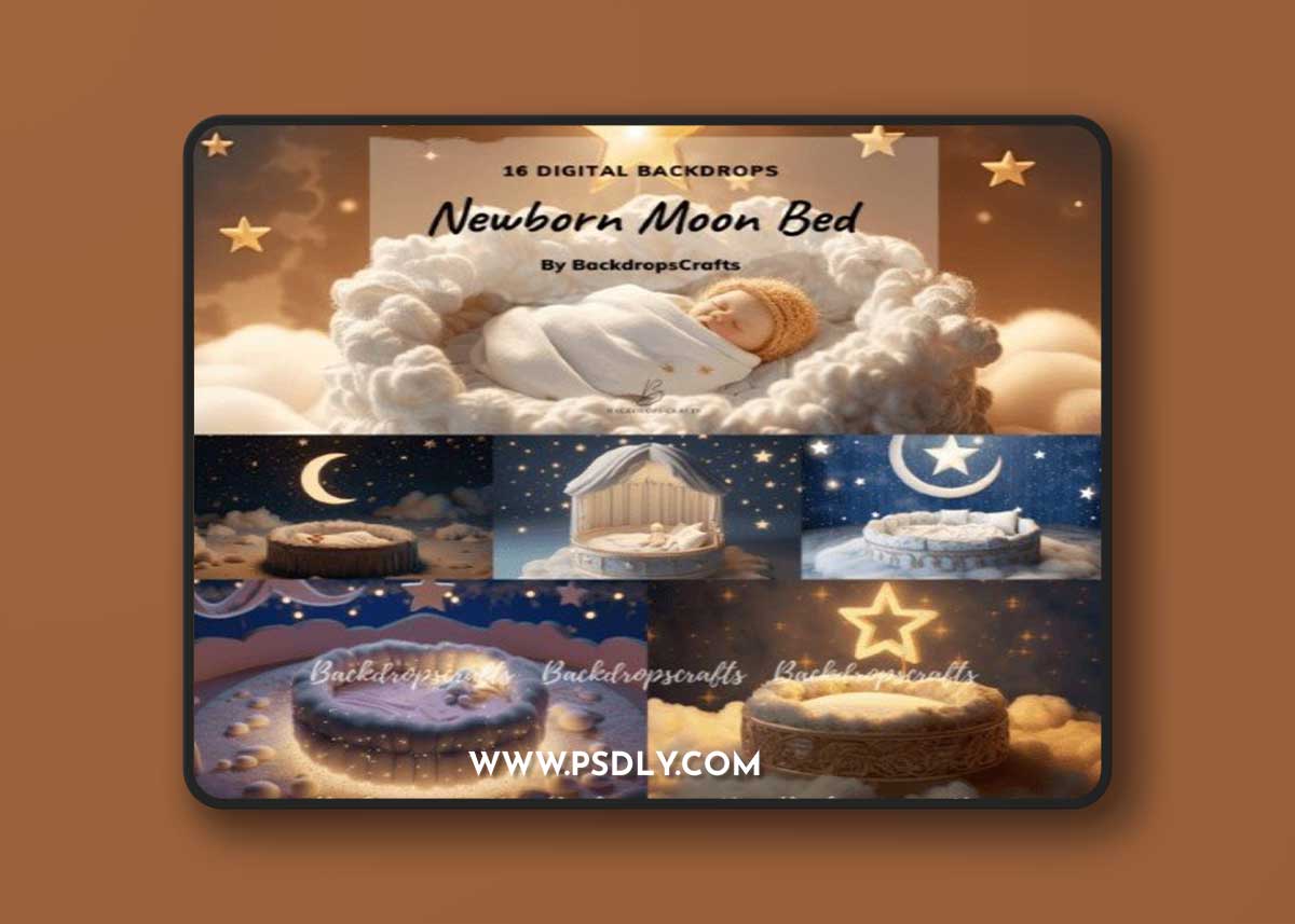 Newborn Moon Bed Digital Backdrops