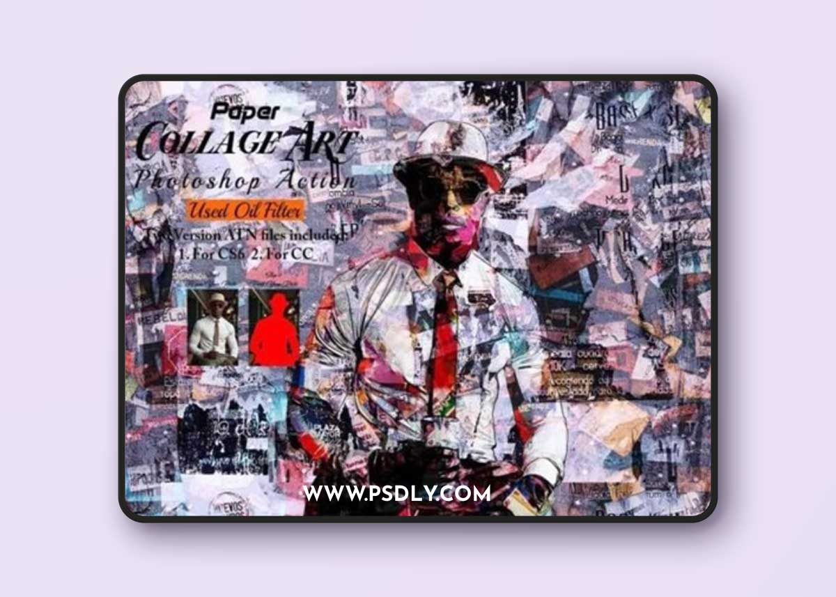 Paper Collage Art Photoshop Action 89775629