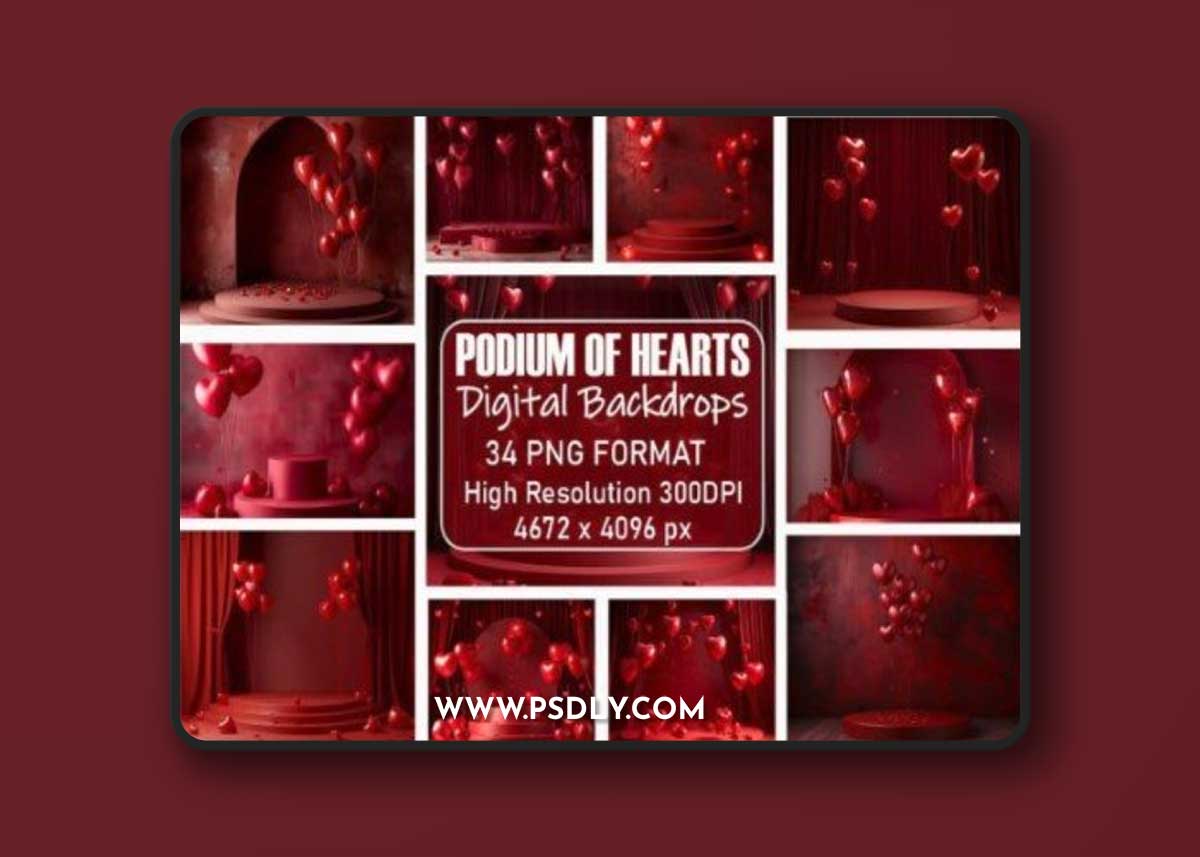 Valentine Podium of Hearts Backdrops
