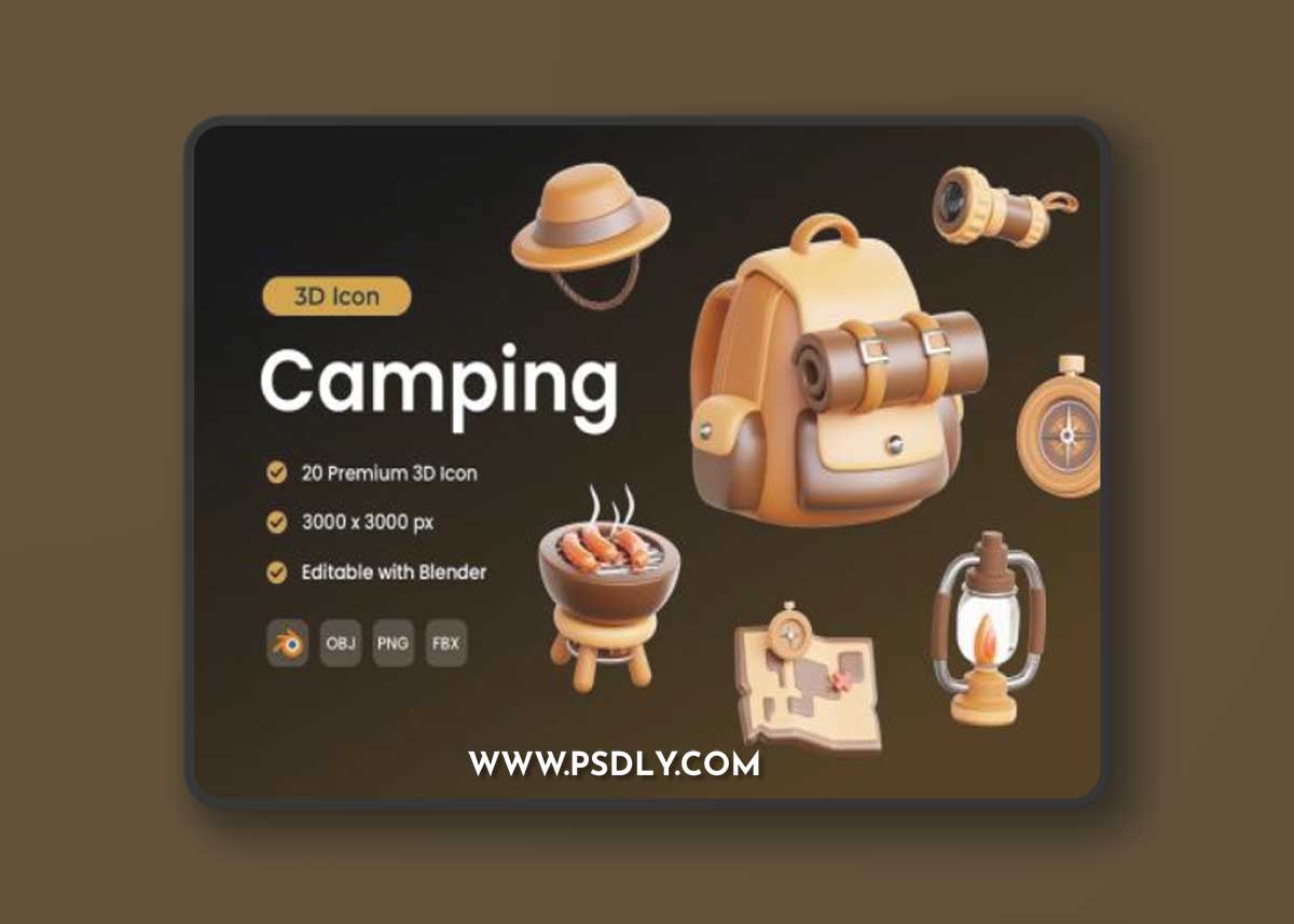 Camping 3D Icon Pack