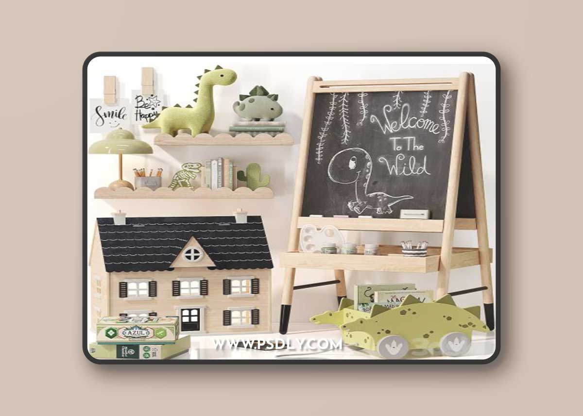 Crate and Barrel Wooden Easel , Dollhouse and Decor for Kids 02