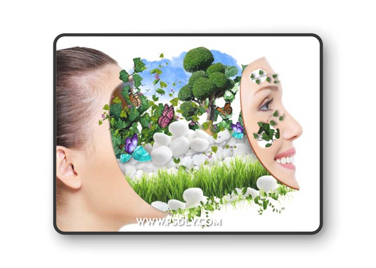 Face Portrait - Landscape Floral Effect for Photoshop