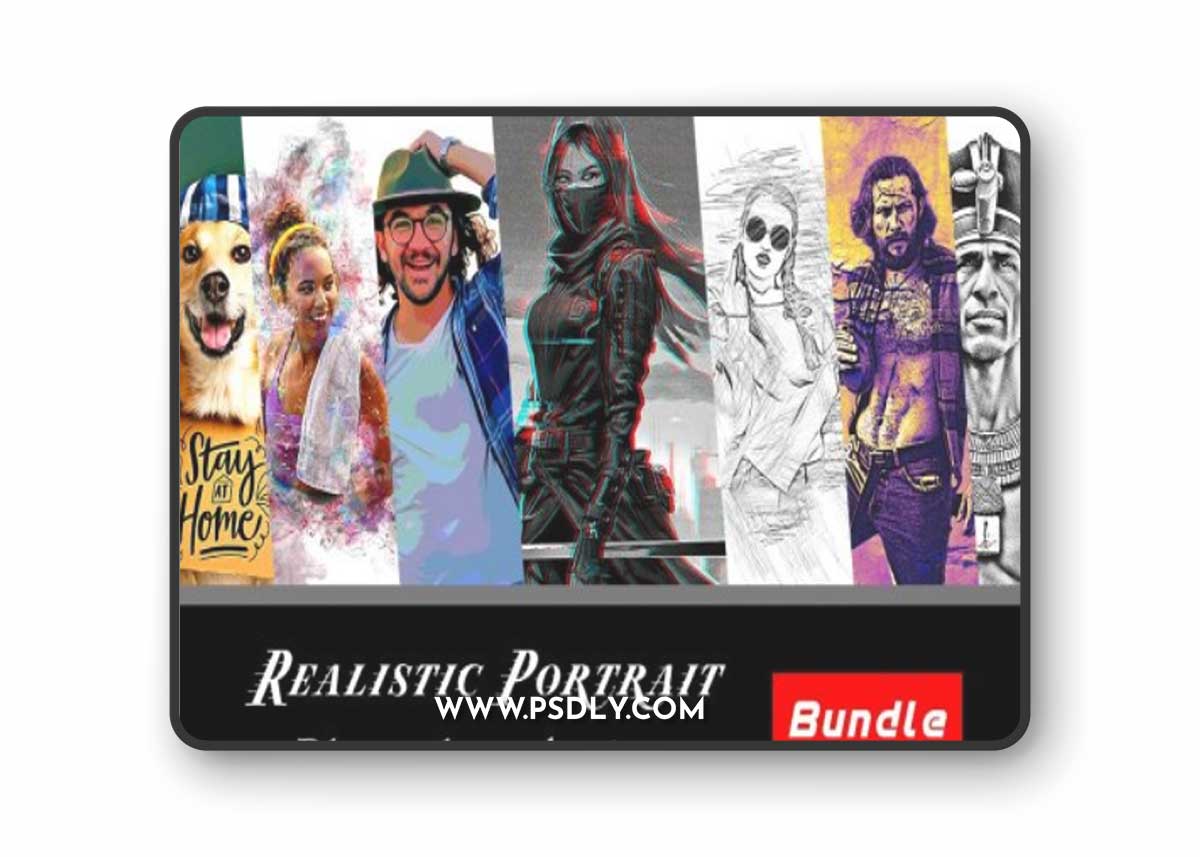 Realistic Portrait Ps Action Bundle