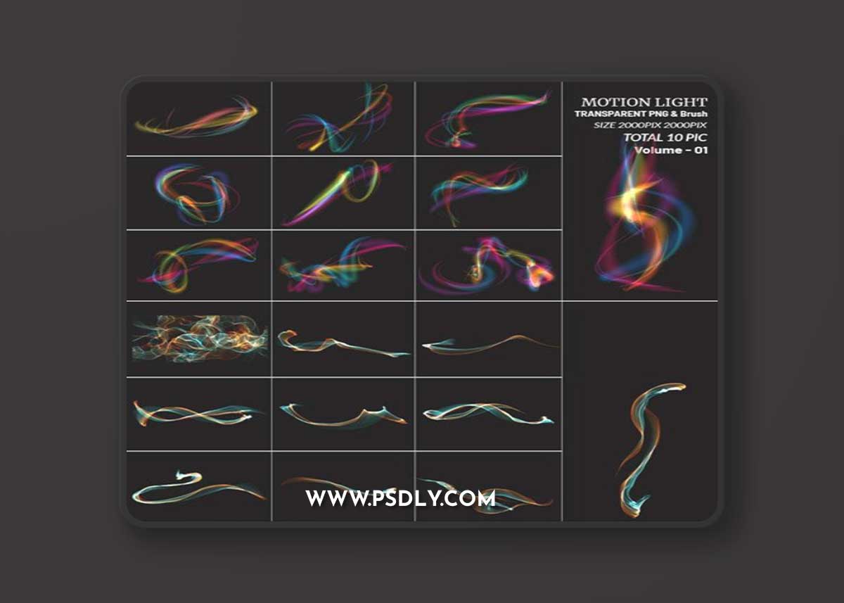 Abstract Motion Light Brushes Collection for Photoshop