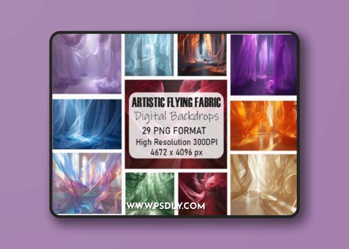 Artistic Flying Fabric Digital Backdrops