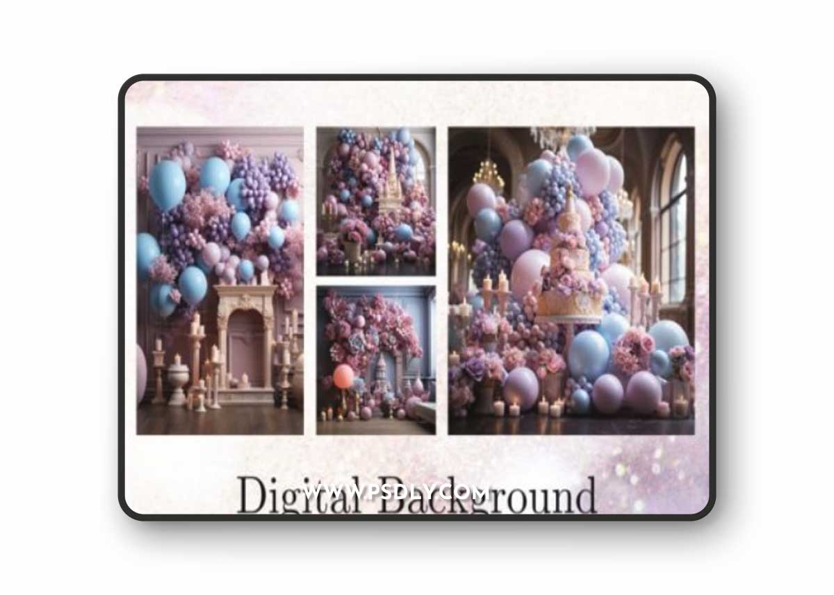 Balloon Party Studio Backdrop Overlays