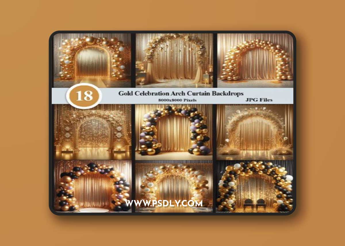 Gold Celebration Arch Curtain Backdrops