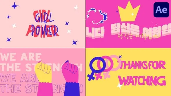 Videohive Girl Power Typography Scenes for After Effects 51236598