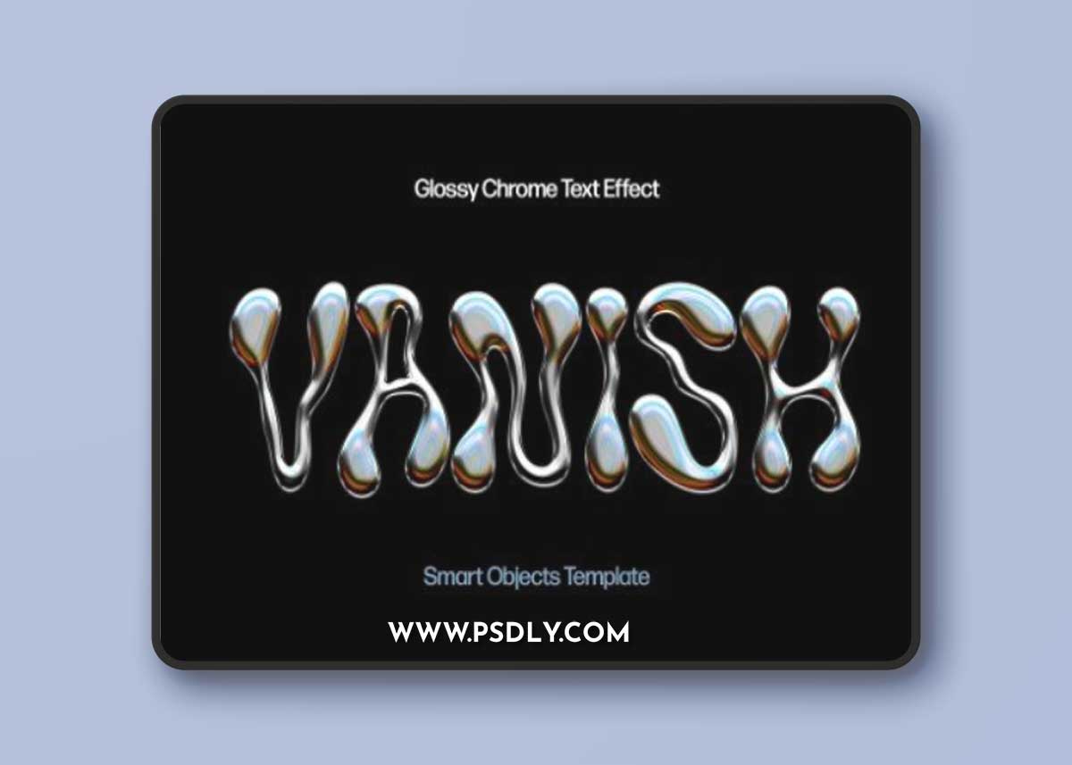 Glowing Liquid Chrome Text Effect Mockup