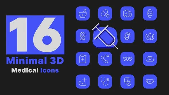 Videohive Minimal 3D - Medical Icons 51922154