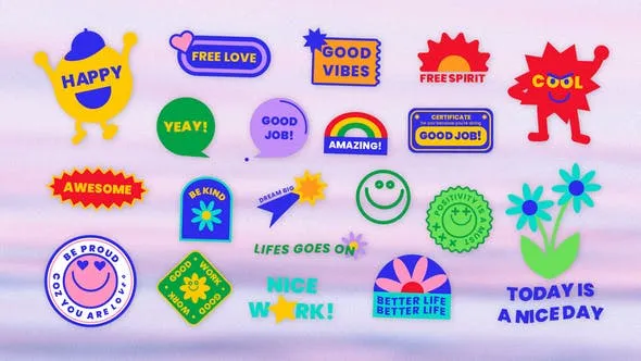 Videohive Sticker Pack - Retro Y2K Vibrant After Effects Project Template 51801505