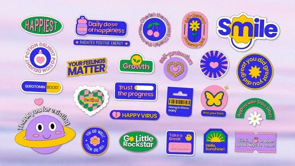 Videohive Sticker Pack - Vibrant Style After Effects Project Template 51595345